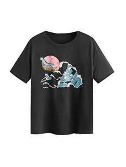 Women's Cute Graphic T-Shirts Crewneck Short Sleeve Casual Gesture Print Tee Tops