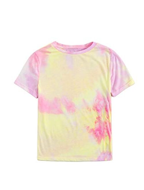 SweatyRocks Women's Short Sleeve Tie Dye T-Shirt Casual Tee Tops