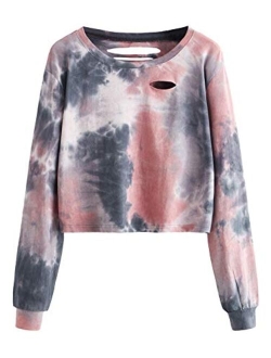 Women's Tshirt Long Sleeve Distressed Crop T-Shirt Top