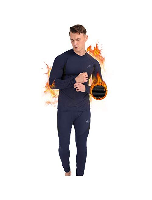 MeetHoo Thermal Underwear for Men, Fleece Lined Base Layer Set Long Johns for Running Skiing