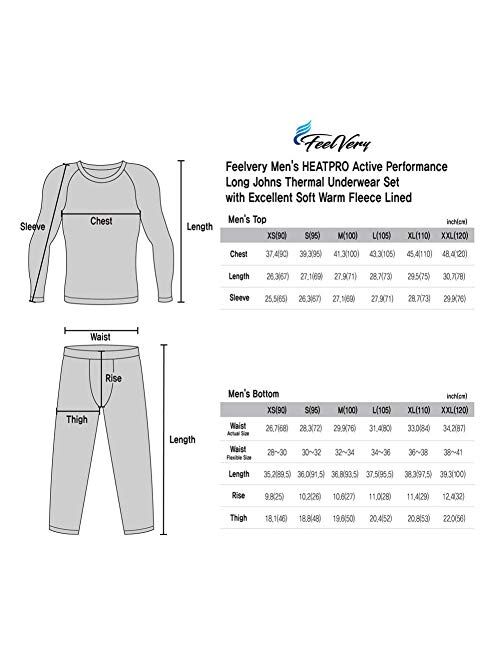 Feelvery Men's HEATPRO Active Performance Thermal Underwear for Men Fleece Lined Thermals Base Layer Long Johns Set