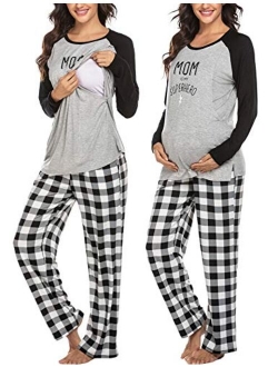 Maternity Nursing Pajama Set Long Sleeves Breastfeeding Sleepwear Soft Hospital Pregnancy pjs Sets