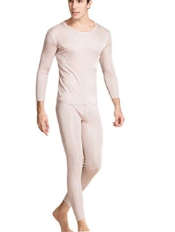 METWAY Silk Long Underwear Men's Silk Long Johns|2pc Thermal Underwear Set
