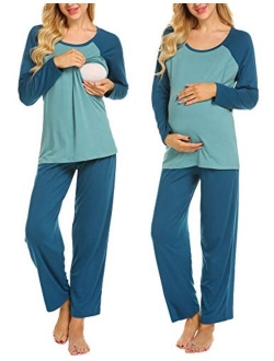 Maternity Pajama Sets 3 in 1 Labor Delivery Nursing PJS Pregnancy Breastfeeding PJ Set Sleepwear