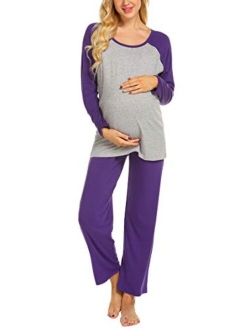 Maternity Pajama Sets 3 in 1 Labor Delivery Nursing PJS Pregnancy Breastfeeding PJ Set Sleepwear