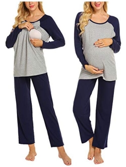 Maternity Pajama Sets 3 in 1 Labor Delivery Nursing PJS Pregnancy Breastfeeding PJ Set Sleepwear