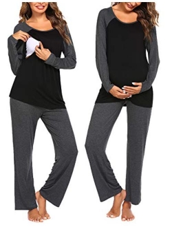 Maternity Pajama Sets 3 in 1 Labor Delivery Nursing PJS Pregnancy Breastfeeding PJ Set Sleepwear