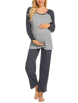 Maternity Pajama Sets 3 in 1 Labor Delivery Nursing PJS Pregnancy Breastfeeding PJ Set Sleepwear