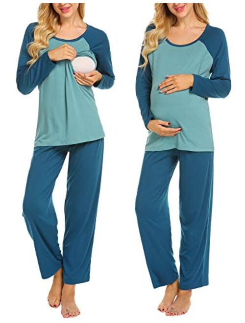 Ekouaer Maternity Pajama Sets 3 in 1 Labor Delivery Nursing PJS Pregnancy Breastfeeding PJ Set Sleepwear