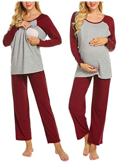 Ekouaer Maternity Pajama Sets 3 in 1 Labor Delivery Nursing PJS Pregnancy Breastfeeding PJ Set Sleepwear