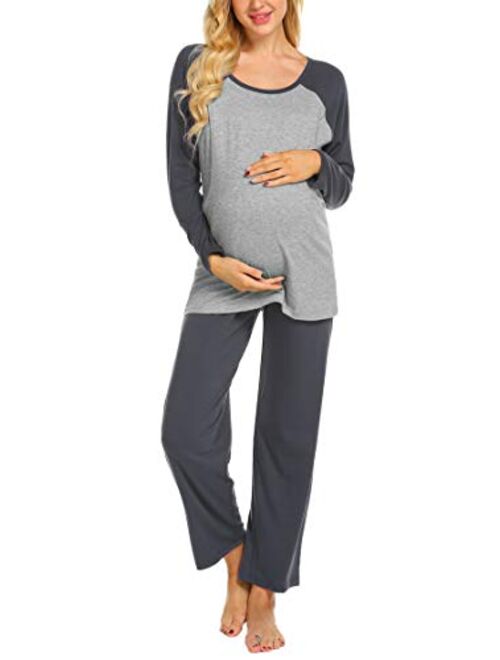 Ekouaer Maternity Pajama Sets 3 in 1 Labor Delivery Nursing PJS Pregnancy Breastfeeding PJ Set Sleepwear