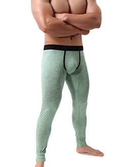 KAMUON Mens Low Rise Pouch Underwear Pants Long Johns Thermal Bottoms Leggings