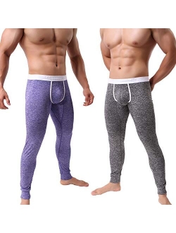 KAMUON Mens Low Rise Pouch Underwear Pants Long Johns Thermal Bottoms Leggings