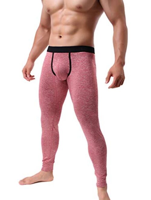 KAMUON Mens Low Rise Pouch Underwear Pants Long Johns Thermal Bottoms Leggings