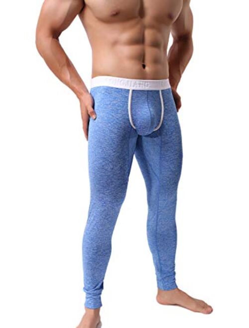 KAMUON Mens Low Rise Pouch Underwear Pants Long Johns Thermal Bottoms Leggings