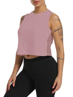 Zcavy Mesh Crop Top Sports Yoga Shirts Muscle Tank Tops Cute Gym Shirts Running Workout Tops for Women