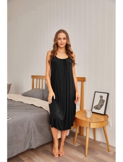 Women's Bamboo Viscose Sleeveless Nightgown with Pockets – Latuza