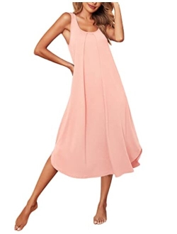Tank Nightgown for Women Tank Dress Sleepwear Soft Nightgown Loose Tank Sleepdress Sleeveless Sleepshirt S-XXL