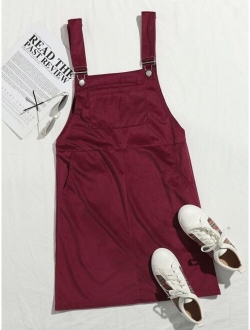 Corduroy Kangaroo Pocket Mini Overall Dress