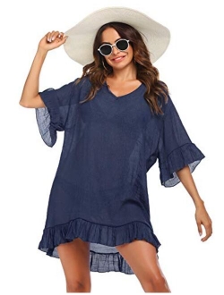 Swimsuit Cover Ups, Women's Bathing Suit Coverups Dress Bikini Beach Tunic Top S-XXL