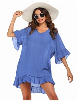 Swimsuit Cover Ups, Women's Bathing Suit Coverups Dress Bikini Beach Tunic Top S-XXL