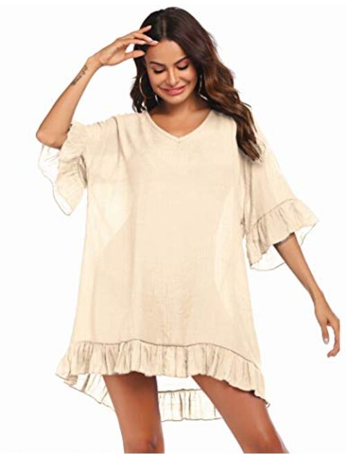 Ekouaer Swimsuit Cover Ups, Women's Bathing Suit Coverups Dress Bikini Beach Tunic Top S-XXL