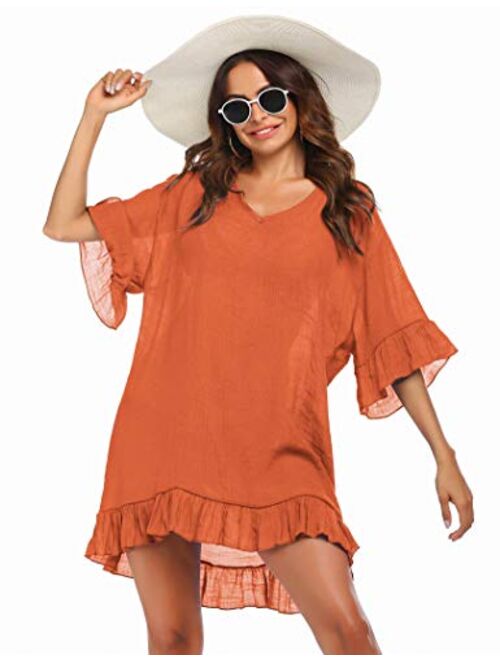 Ekouaer Swimsuit Cover Ups, Women's Bathing Suit Coverups Dress Bikini Beach Tunic Top S-XXL