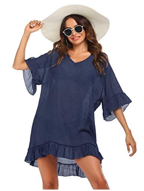 Ekouaer Swimsuit Cover Ups, Women's Bathing Suit Coverups Dress Bikini Beach Tunic Top S-XXL