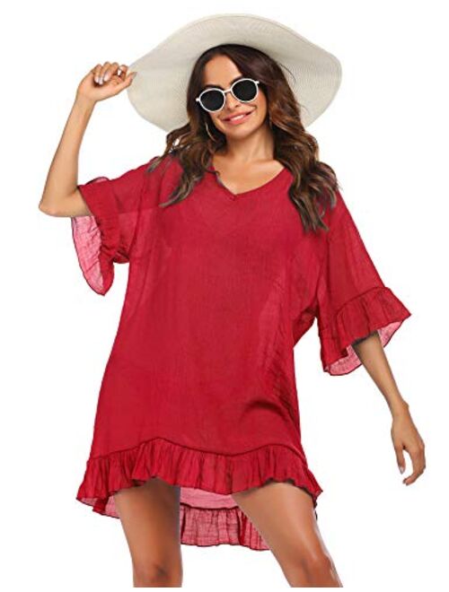 Ekouaer Swimsuit Cover Ups, Women's Bathing Suit Coverups Dress Bikini Beach Tunic Top S-XXL