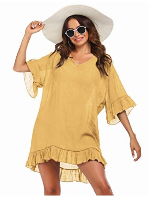 Ekouaer Swimsuit Cover Ups, Women's Bathing Suit Coverups Dress Bikini Beach Tunic Top S-XXL