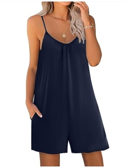 Pajamas Romper Women One Piece Sleepwear Loose Sleep Jumpsuit Sexy Loungewear V Neck Harem Playsuit