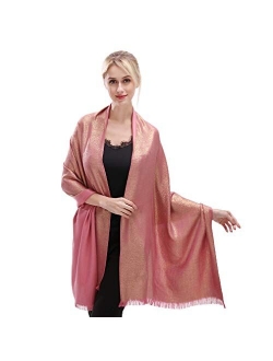 LMVERNA Women's Sparkling Metallic Soft Pashmina Shawls and Wraps Scarf in Solid Colors