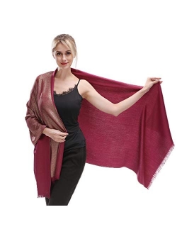 LMVERNA Women's Sparkling Metallic Soft Pashmina Shawls and Wraps Scarf in Solid Colors