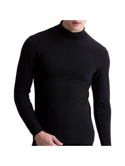 Men Half-High Collar Long Sleeve Thermal Undershirt Basic Tops Soft Casual Warm T-Shirts