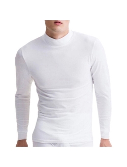 Men Half-High Collar Long Sleeve Thermal Undershirt Basic Tops Soft Casual Warm T-Shirts