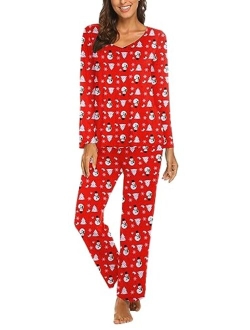 Women's Pj Set Sleepwear Two Piece Pajamas Tops with Long Sleep Pants Pjs Loungewear