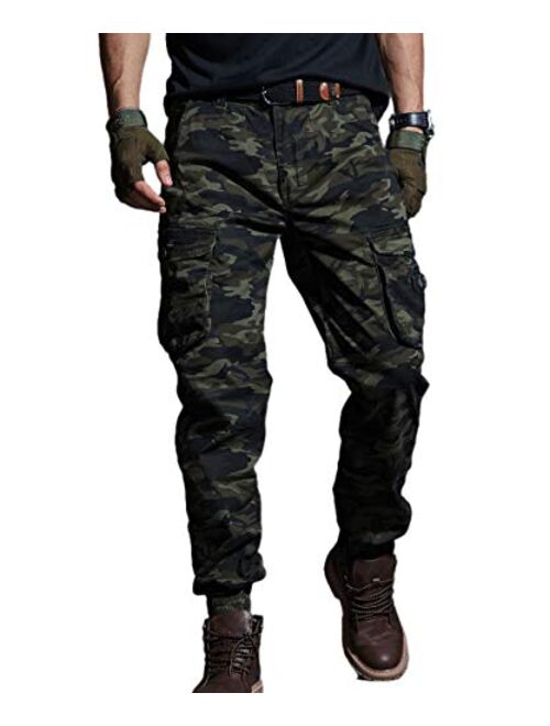 Men's Cargo Joggers Work Camo Chino Utility Combat Pants Trousers with Multi Pockets