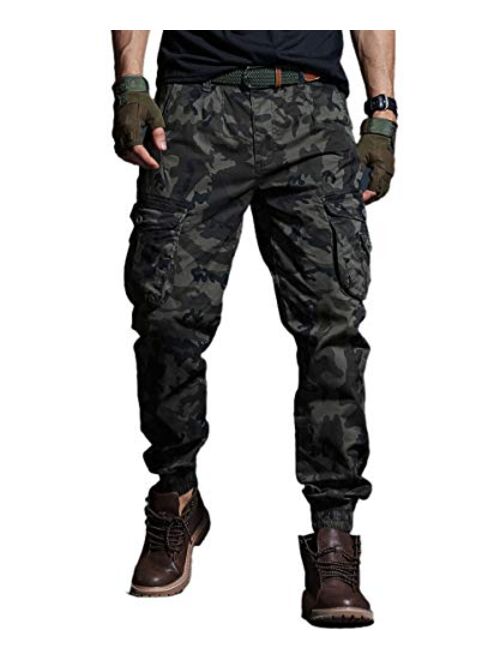 Men's Cargo Joggers Work Camo Chino Utility Combat Pants Trousers with Multi Pockets