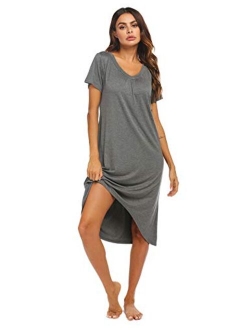 Nightgowns Womens Short Sleeve Sleepwear Comfy Loungewear Plus Size Night Shirt S-XXL