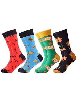 WeciBor Men's Dress Cool Colorful Fancy Novelty Funny Casual Combed Cotton Crew Socks Pack