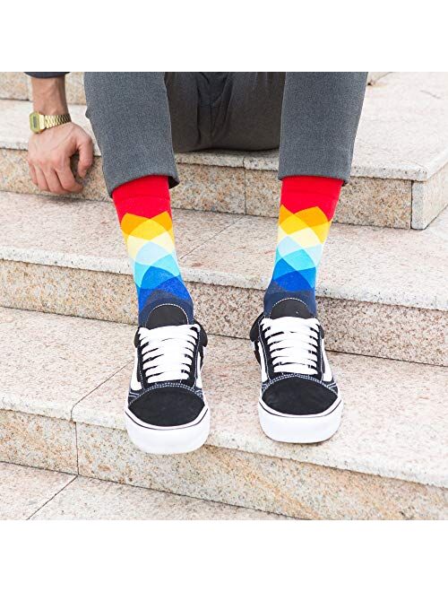 WeciBor Men's Dress Cool Colorful Fancy Novelty Funny Casual Combed Cotton Crew Socks Pack