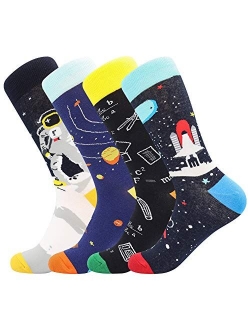 Men's Fun Dress Socks-Colorful Funny Novelty Crew Socks Pack,Art Socks