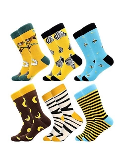 Men's Fun Dress Socks-Colorful Funny Novelty Crew Socks Pack,Art Socks