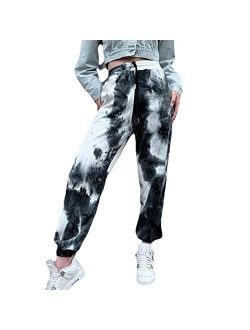 Women's Solid Sweatpants Drawstring Jogger Sweat Pants Cinch Bottom Casual Elastic Waist Workout Trousers