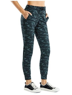 Women's Stretch Drawstring Pants Fitted Cuffed Sweatpants Casual Travel Jogger - 28 inchs Camo