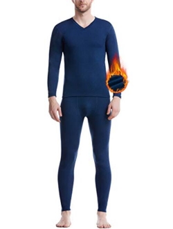 Men's Thermal Underwear Set Microfiber Fleece Long Johns Winter Base Layer Top and Bottom