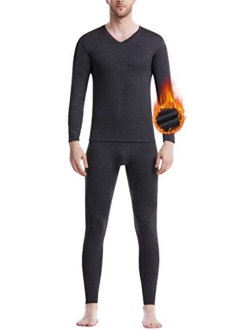 Men's Thermal Underwear Set Microfiber Fleece Long Johns Winter Base Layer Top and Bottom