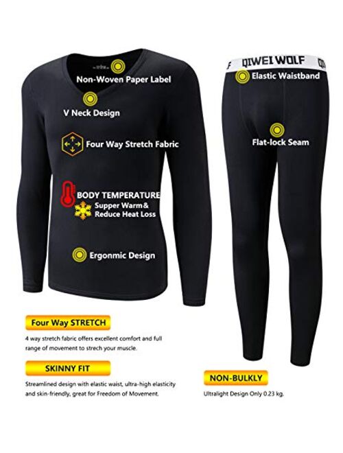 Men's Thermal Underwear Set Microfiber Fleece Long Johns Winter Base Layer Top and Bottom