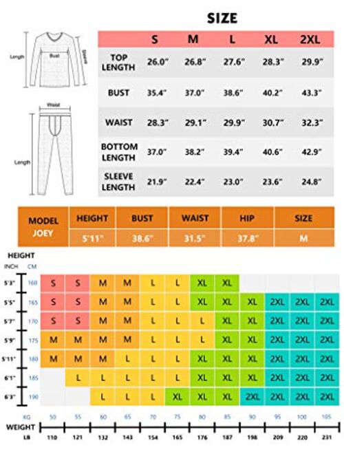 Men's Thermal Underwear Set Microfiber Fleece Long Johns Winter Base Layer Top and Bottom