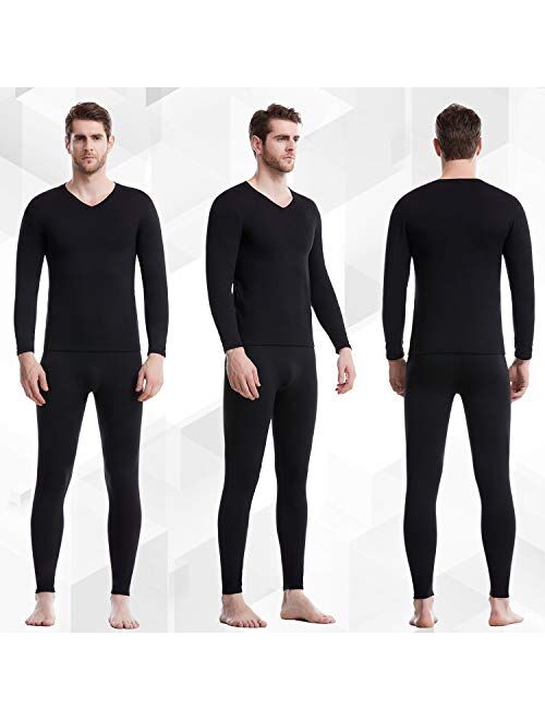 Men's Thermal Underwear Set Microfiber Fleece Long Johns Winter Base Layer Top and Bottom